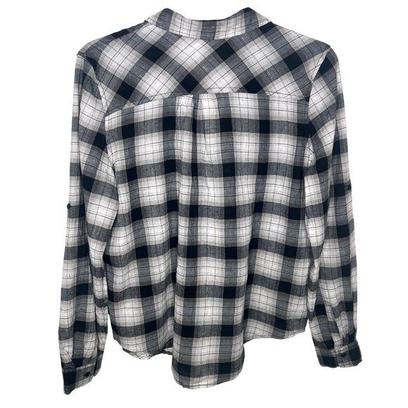 Zac & Rachel Womens Black & White Plaid Button-Up Long Sleeve Shirt Size Large - Picture 13 of 13